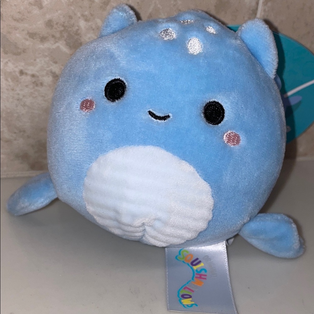 Squishmallows Lune the Loch Ness Monster 3.5” Clip Blue and White New with Tags